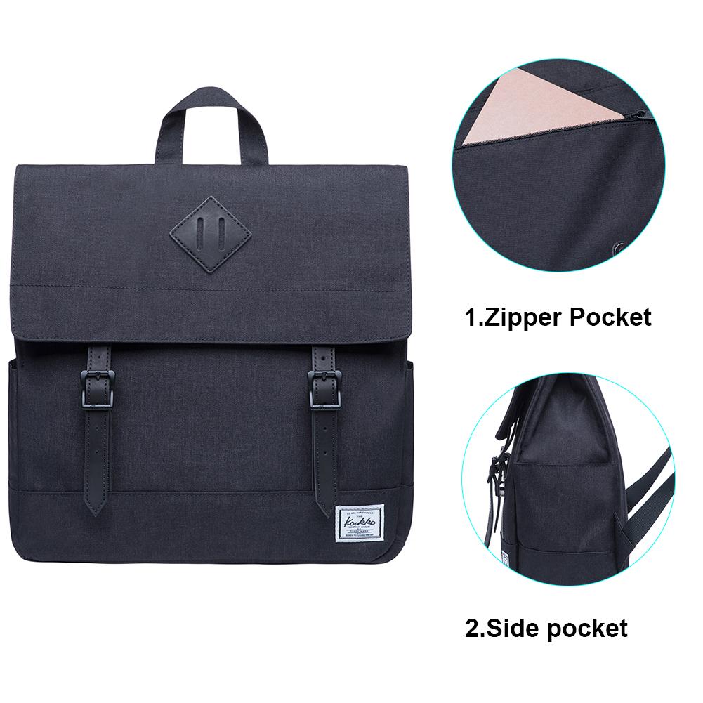 KAUKKO Stylish School Backpack College Student, KS05-2 ( Black / 13.7L ) - kaukko