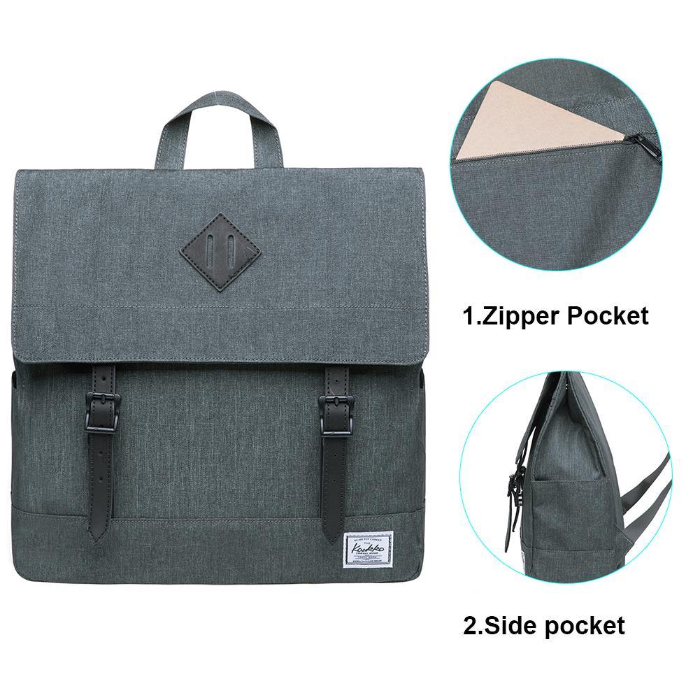 KAUKKO Stylish School Backpack College Student, KS05-2 ( Grey Green/ 13.7L ) - kaukko
