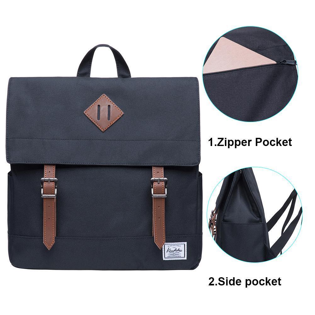 KAUKKO Stylish School Backpack College Student, KS05 ( Black / 13.7L ) - kaukko