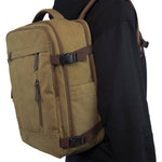 KAUKKO Thick Canvas Travel Backpack, Flight Approved Carry On Backpack with Shoe Pouch and 15.6 inch Laptop Compartment - kaukko