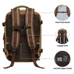 KAUKKO Thick Canvas Travel Backpack, Flight Approved Carry On Backpack with Shoe Pouch and 15.6 inch Laptop Compartment - kaukko
