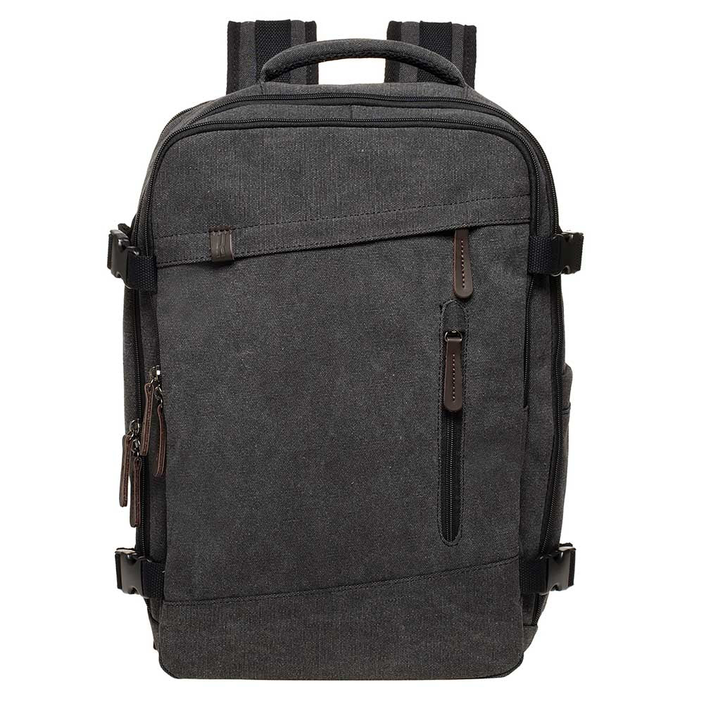 KAUKKO Thick Canvas Travel Backpack, Flight Approved Carry On Backpack with Shoe Pouch and 15.6 inch Laptop Compartment - kaukko