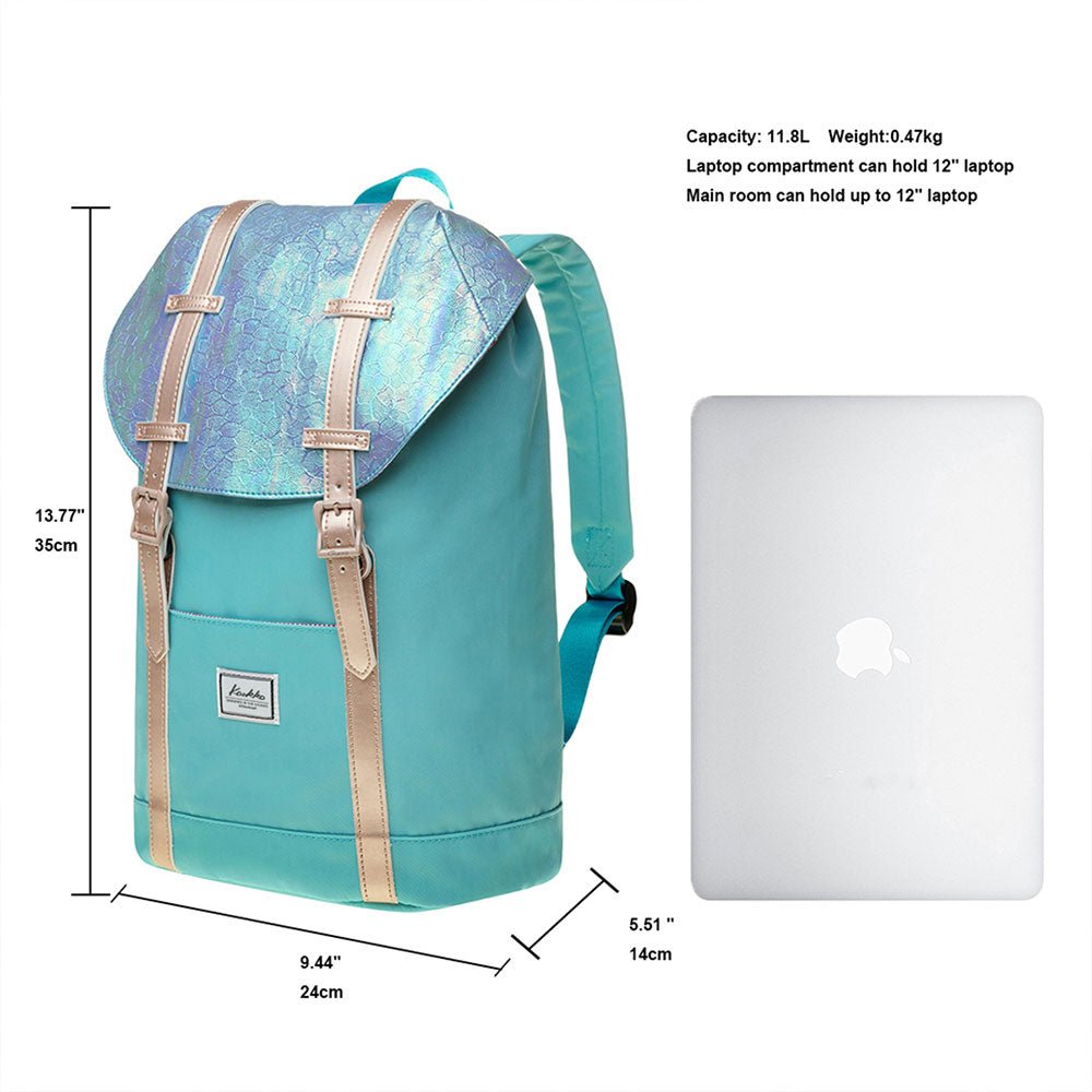 KAUKKO Travel Casual Rucksack Laptop Daypack, EP6-11 ( Blue Green / 11.8L ) - kaukko