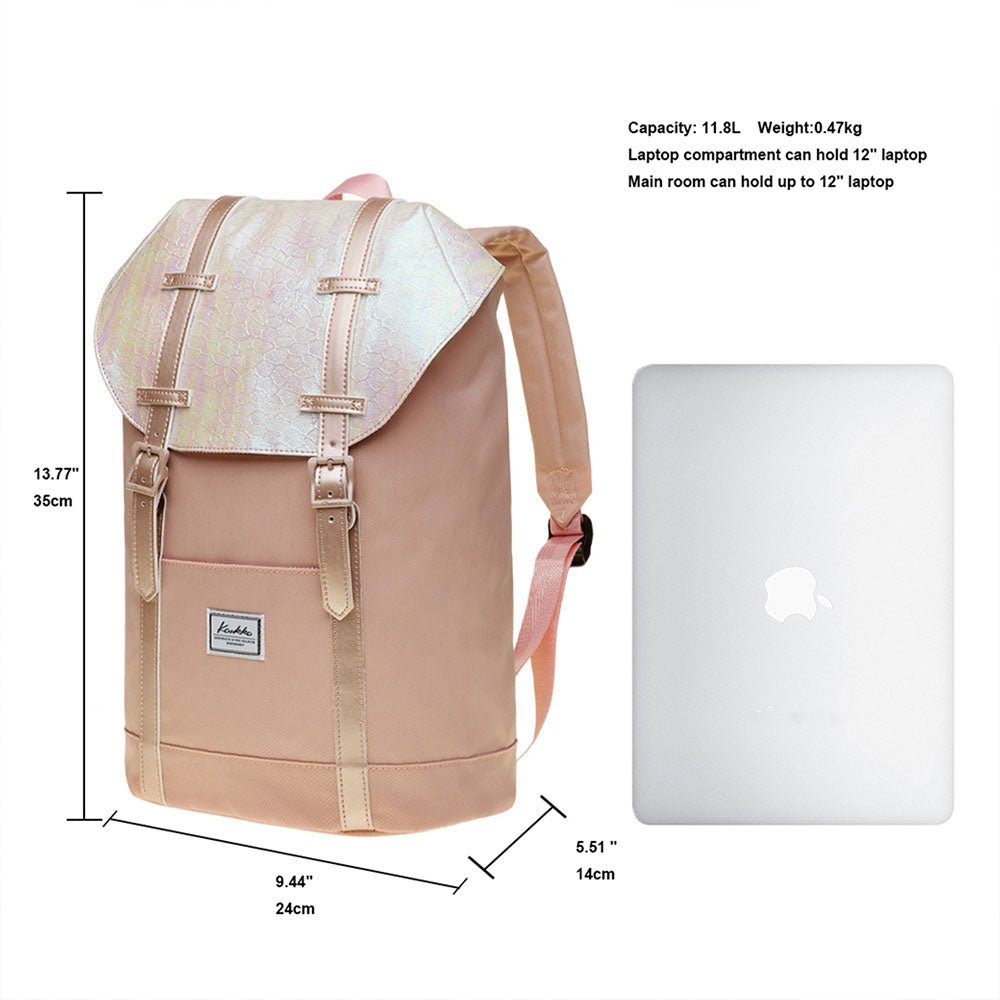 KAUKKO Travel Casual Rucksack Laptop Daypack, EP6-11 ( Fairy Rose Tan / 11.8L ) - kaukko