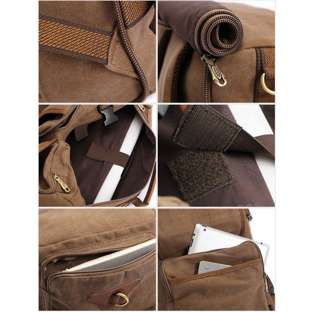 KAUKKO Vintage Canvas Backpack Handbag Shoulder Bag Multi-purpose Outdoor Travel Men Backpack, 22L ( Khaki ) - kaukko