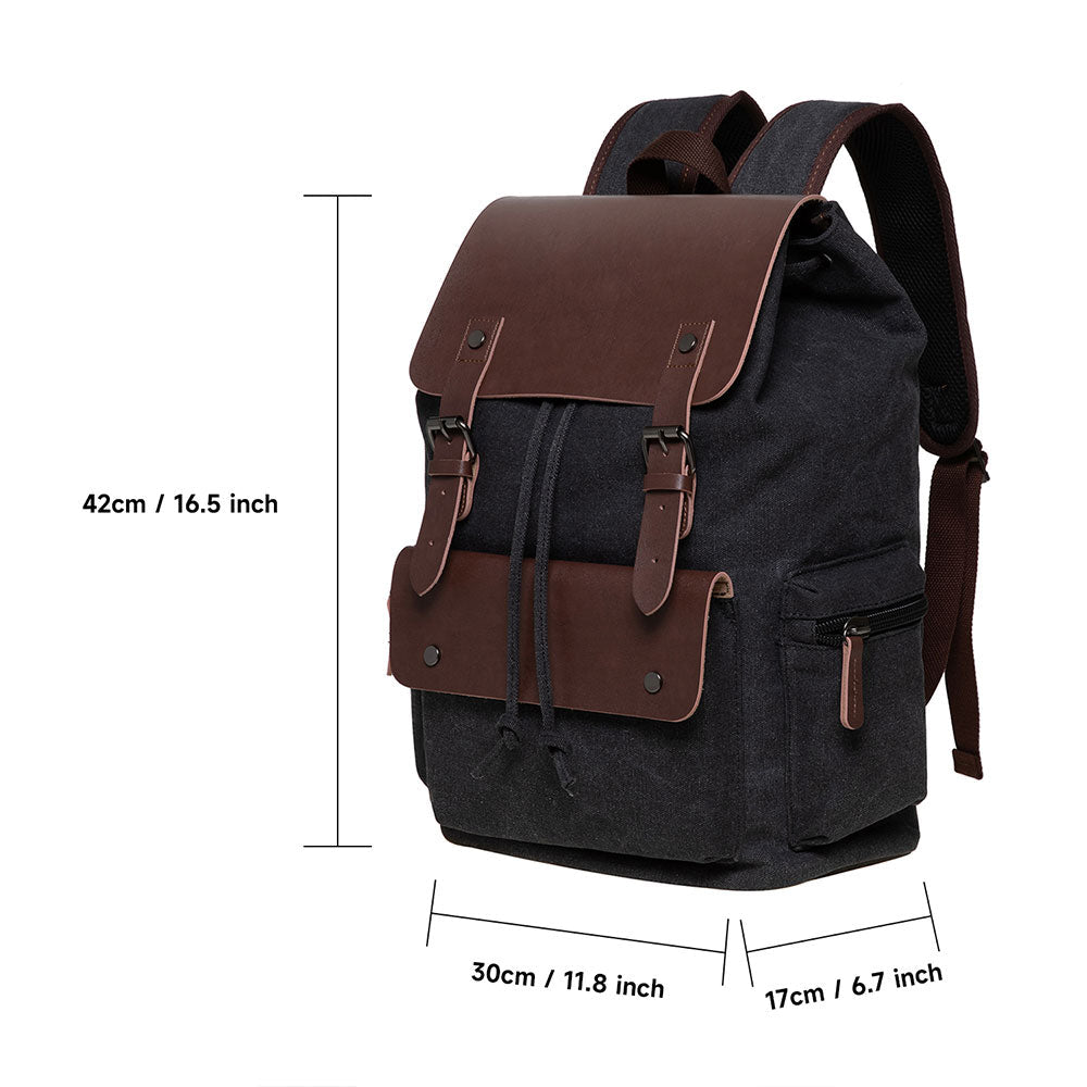 KAUKKO Vintage Canvas Backpack-Large Capacity, Multi-Functional Durable Outdoor Rucksack, 20L - kaukko