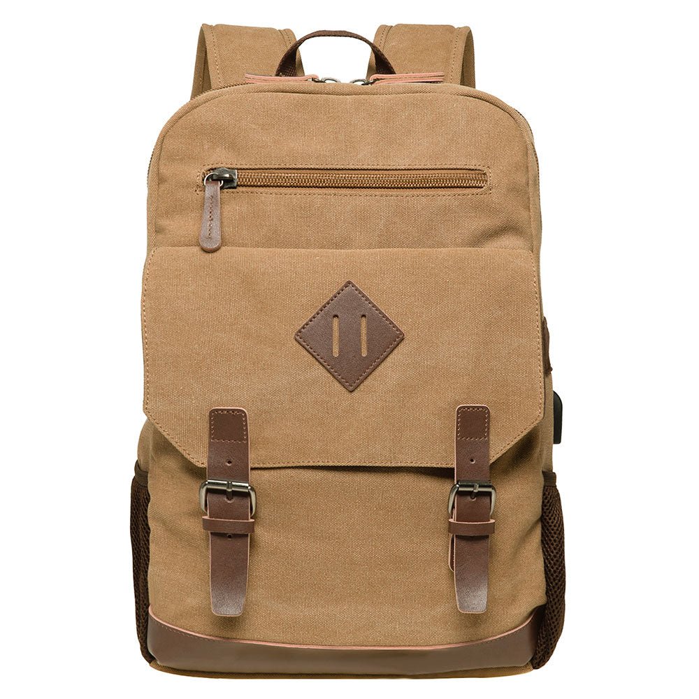 KAUKKO Vintage Canvas Backpack - Large Capacity,Multi-Functional Durable Outdoor Rucksack KF19, 16.2L - kaukko