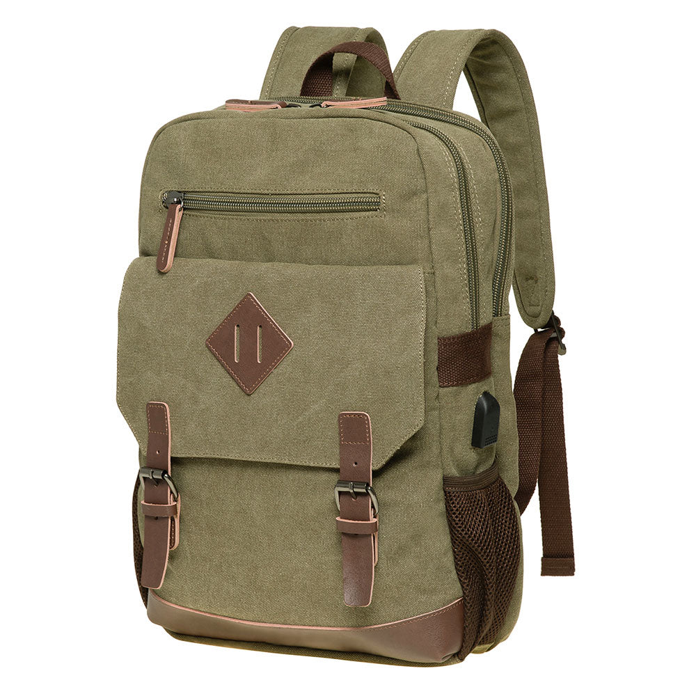 KAUKKO Vintage Canvas Backpack - Large Capacity,Multi-Functional Durable Outdoor Rucksack KF19, 16.2L - kaukko