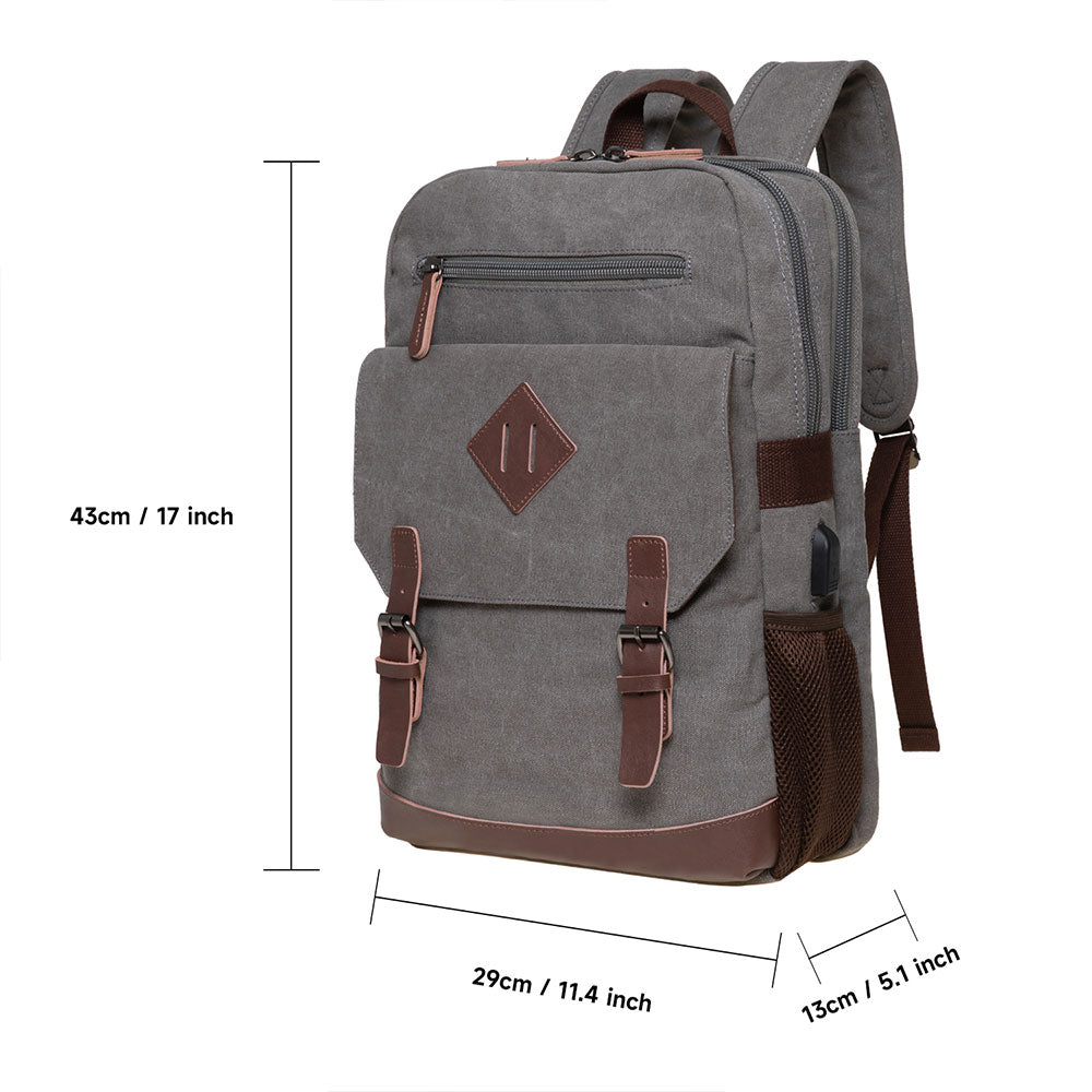 KAUKKO Vintage Canvas Backpack - Large Capacity,Multi-Functional Durable Outdoor Rucksack KF19, 16.2L - kaukko