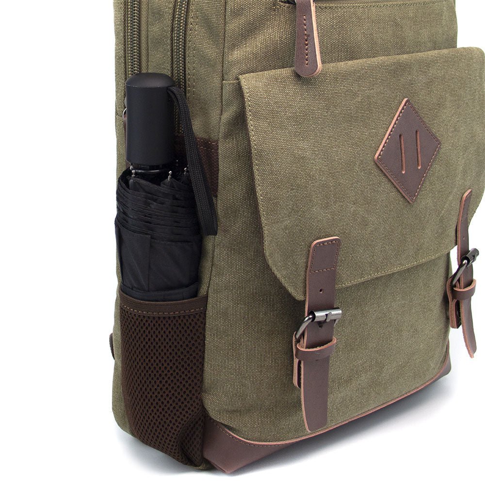KAUKKO Vintage Canvas Backpack - Large Capacity,Multi-Functional Durable Outdoor Rucksack KF19, 16.2L - kaukko
