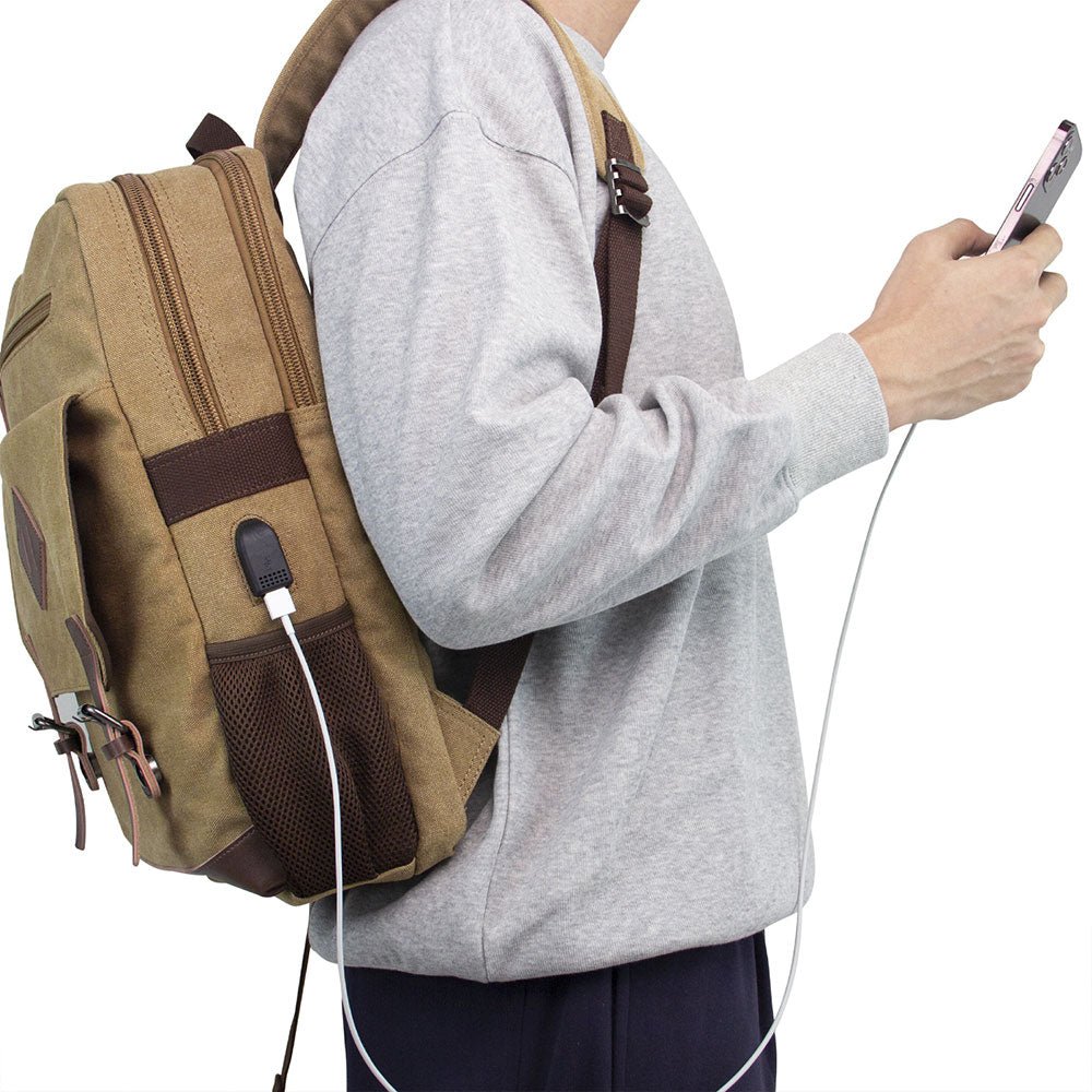 KAUKKO Vintage Canvas Backpack - Large Capacity,Multi-Functional Durable Outdoor Rucksack KF19, 16.2L - kaukko