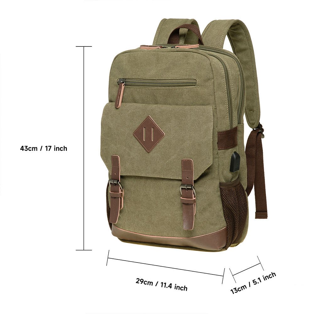 KAUKKO Vintage Canvas Backpack - Large Capacity,Multi-Functional Durable Outdoor Rucksack KF19, 16.2L - kaukko