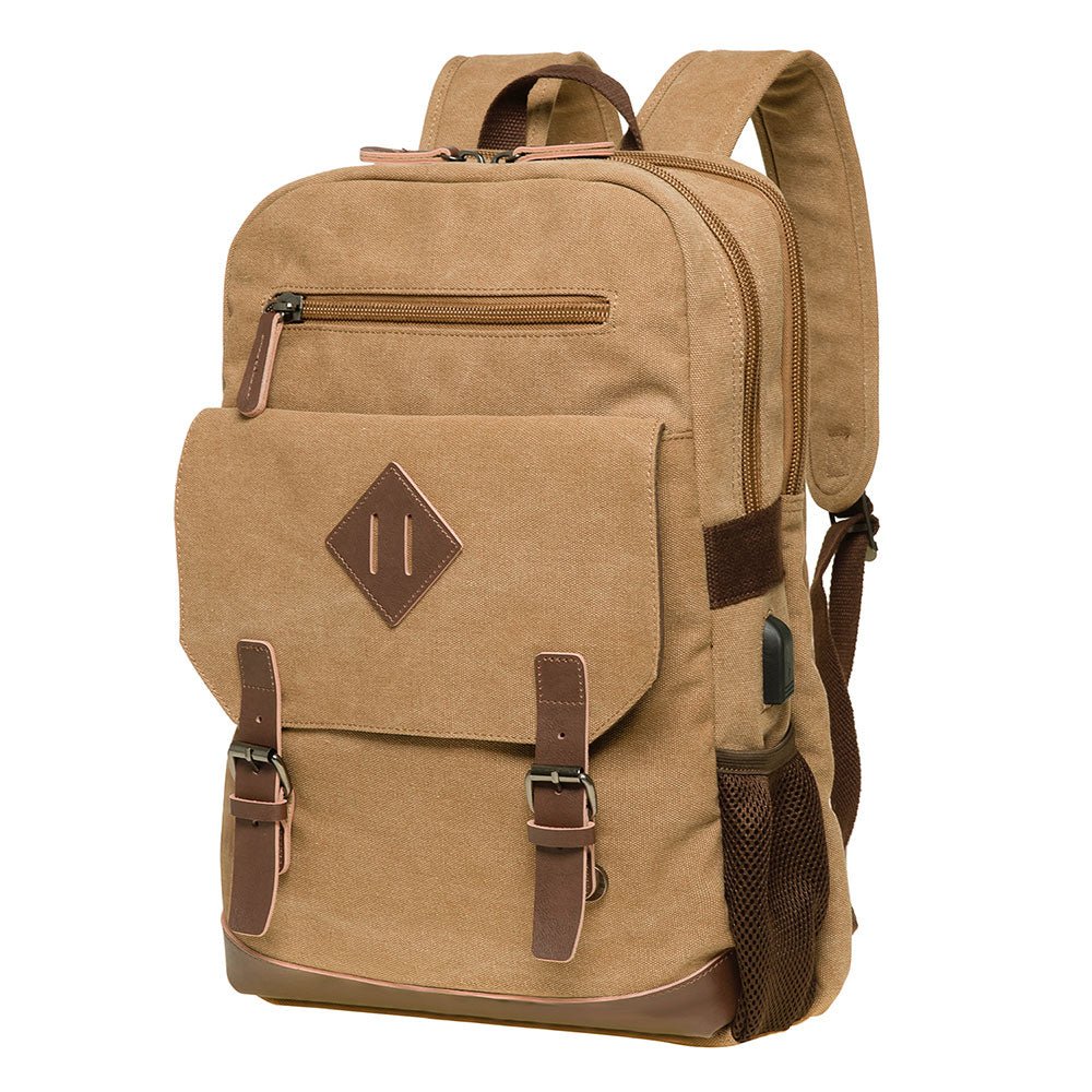 KAUKKO Vintage Canvas Backpack - Large Capacity,Multi-Functional Durable Outdoor Rucksack KF19, 16.2L - kaukko