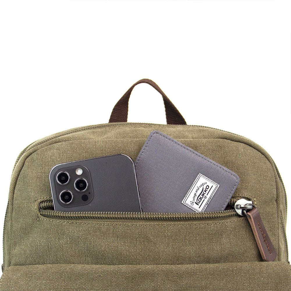 KAUKKO Vintage Canvas Backpack - Large Capacity,Multi-Functional Durable Outdoor Rucksack KF19, 16.2L - kaukko