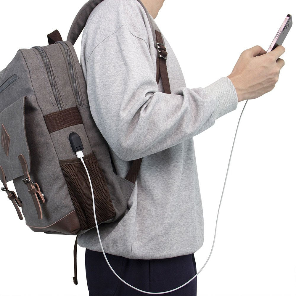 KAUKKO Vintage Canvas Backpack - Large Capacity,Multi-Functional Durable Outdoor Rucksack KF19, 16.2L - kaukko