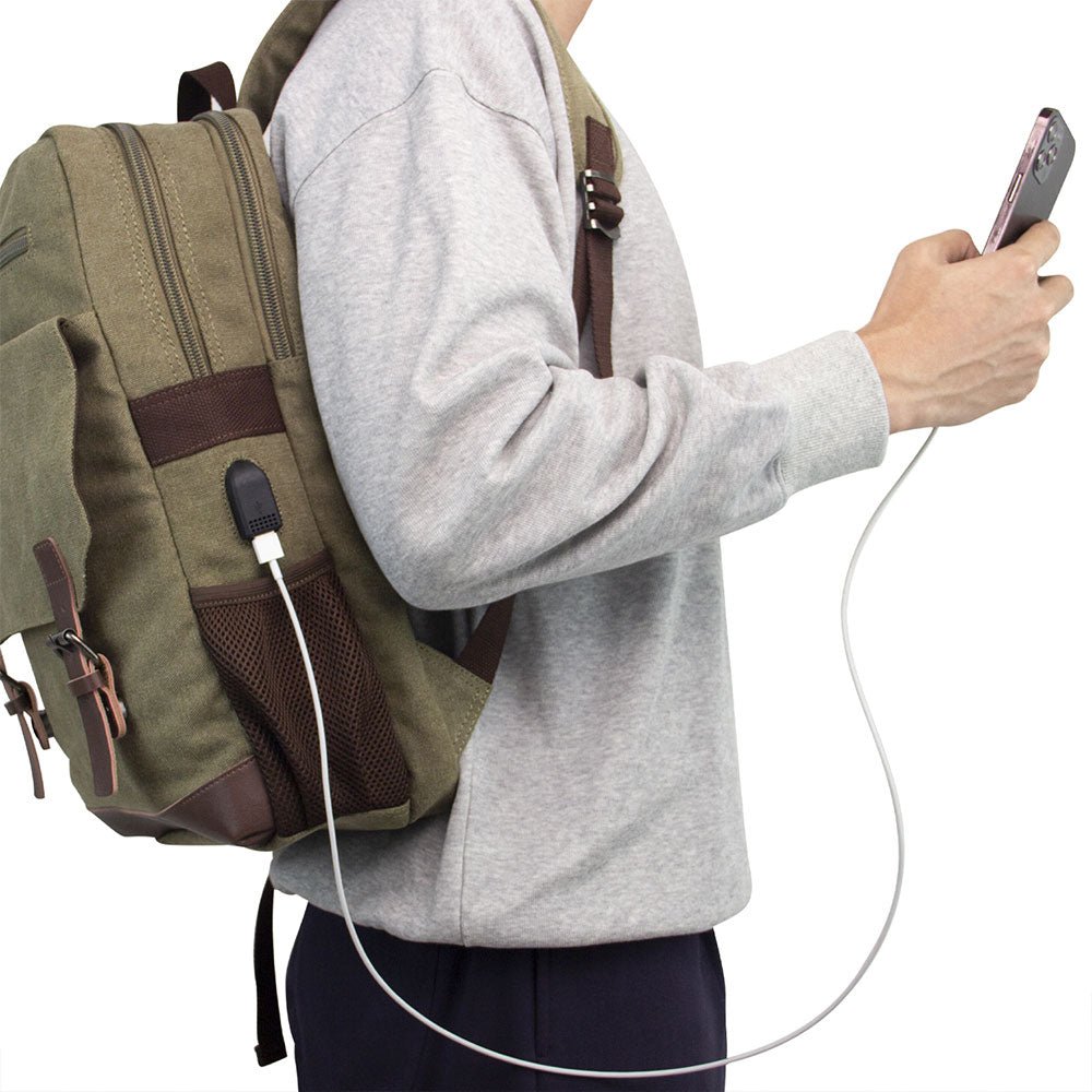 KAUKKO Vintage Canvas Backpack - Large Capacity,Multi-Functional Durable Outdoor Rucksack KF19, 16.2L - kaukko
