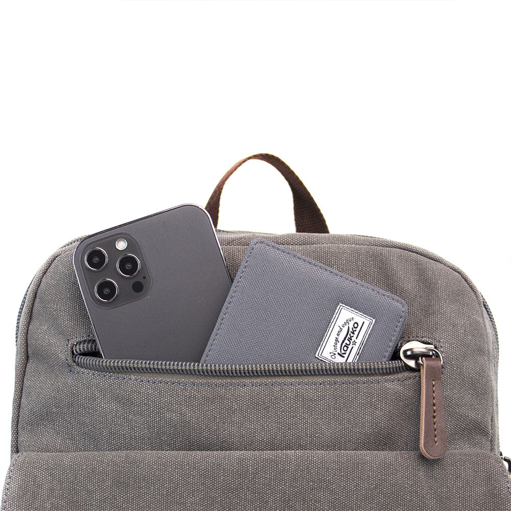 KAUKKO Vintage Canvas Backpack - Large Capacity,Multi-Functional Durable Outdoor Rucksack KF19, 16.2L - kaukko