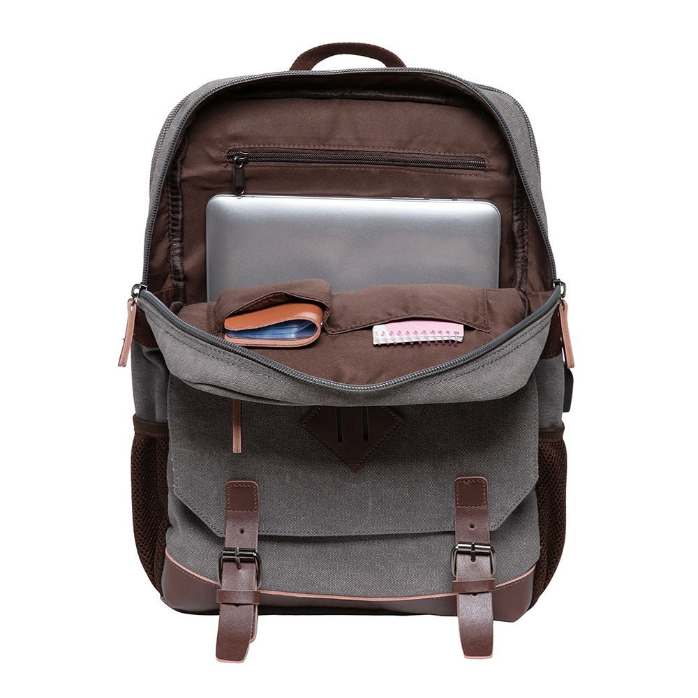 KAUKKO Vintage Canvas Backpack - Large Capacity,Multi-Functional Durable Outdoor Rucksack KF19, 16.2L - kaukko