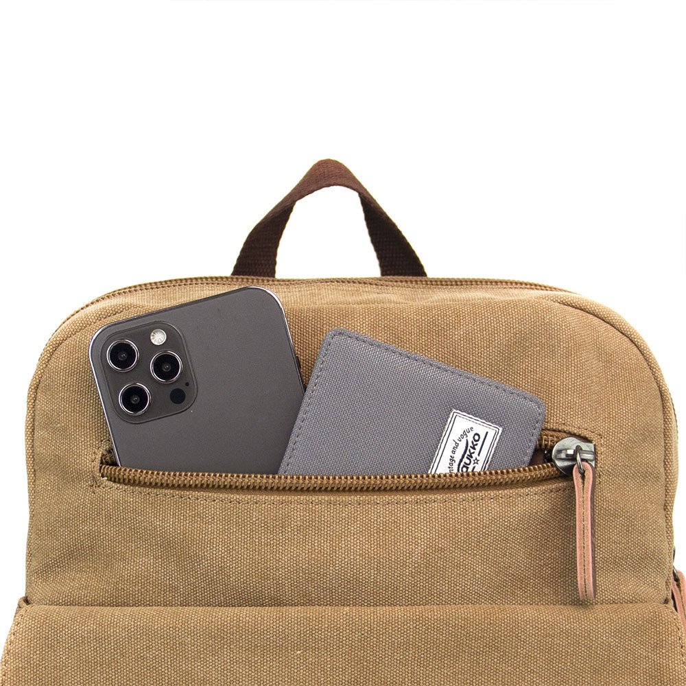 KAUKKO Vintage Canvas Backpack - Large Capacity,Multi-Functional Durable Outdoor Rucksack KF19, 16.2L - kaukko