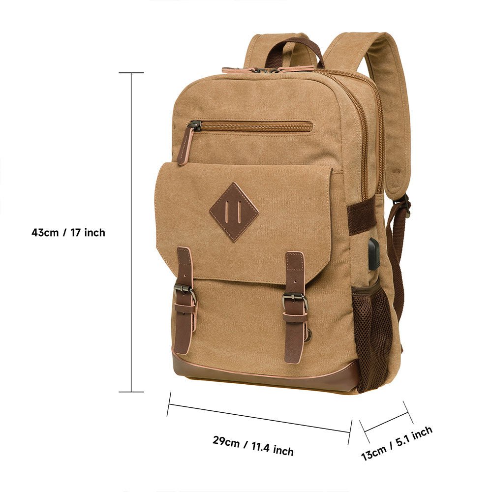 KAUKKO Vintage Canvas Backpack - Large Capacity,Multi-Functional Durable Outdoor Rucksack KF19, 16.2L - kaukko