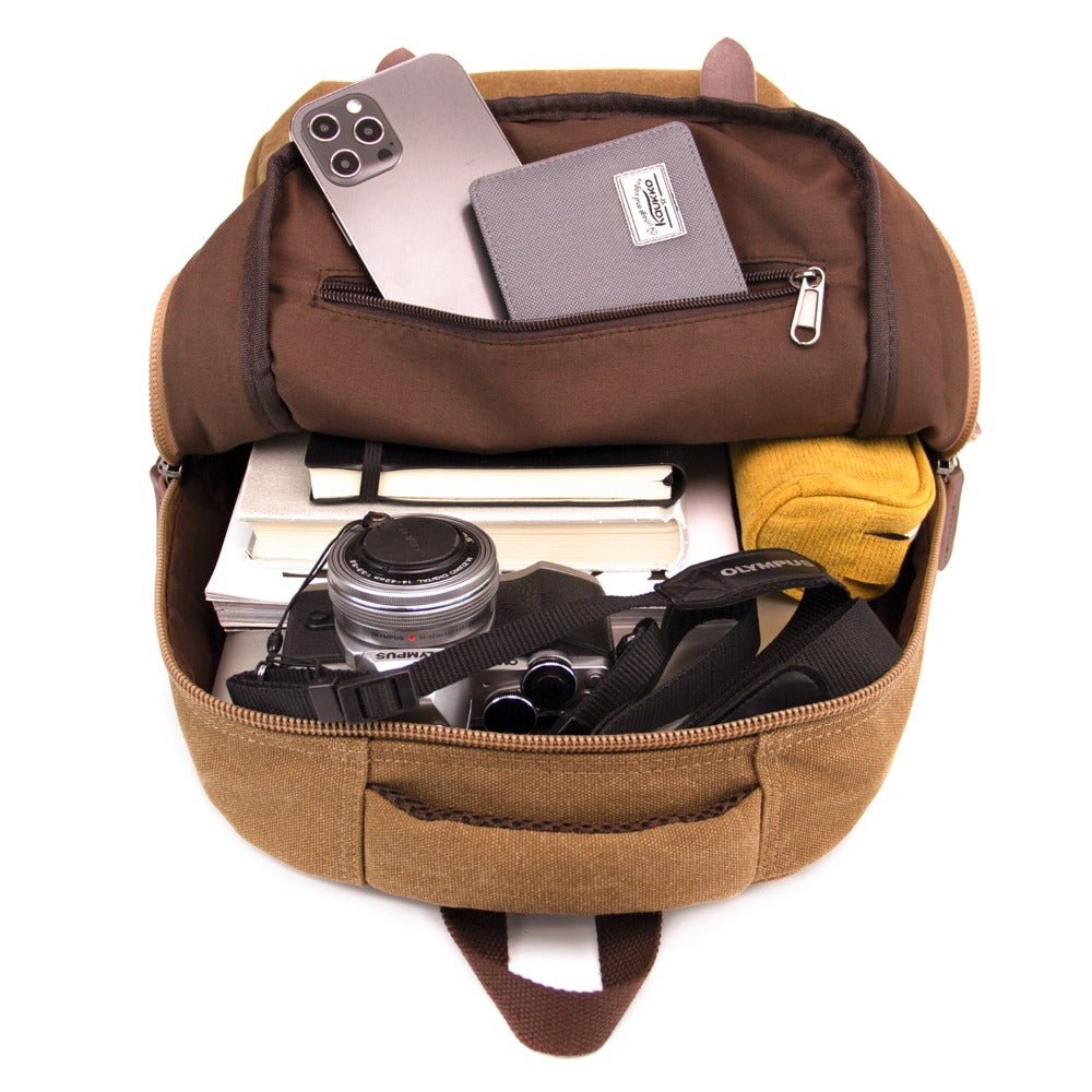 KAUKKO Vintage Canvas Backpack - Large Capacity,Multi-Functional Durable Outdoor Rucksack KS28, 24.3L - kaukko