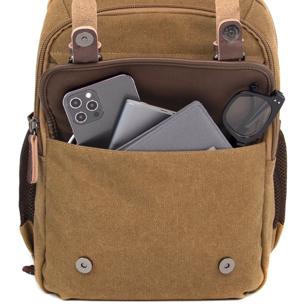KAUKKO Vintage Canvas Backpack - Large Capacity,Multi-Functional Durable Outdoor Rucksack KS28, 24.3L - kaukko