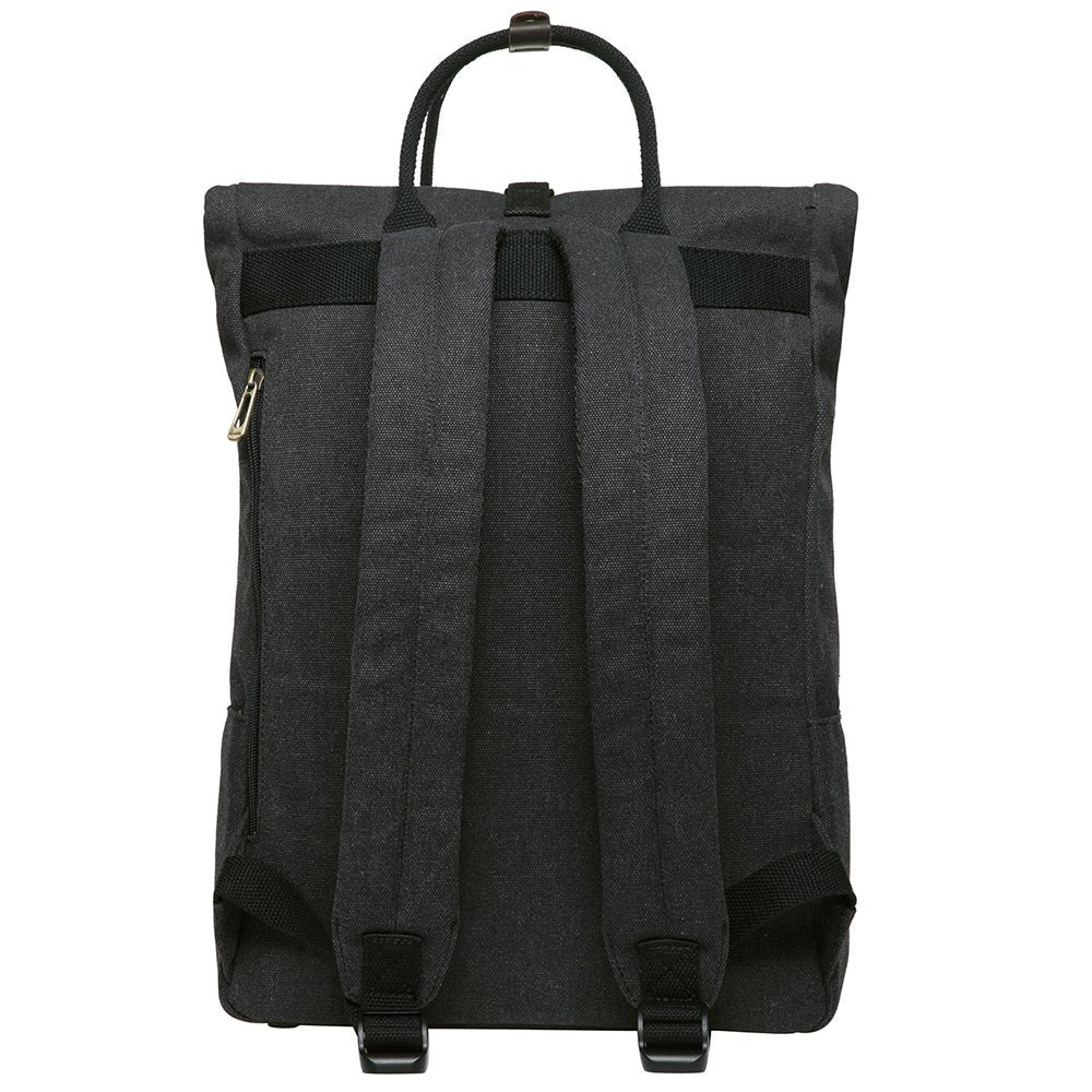 KAUKKO Vintage Canvas Rucksack Laptop Backpack for 12" Notebook for Women Men,School College Backpack (47-2-BLACK) - kaukko