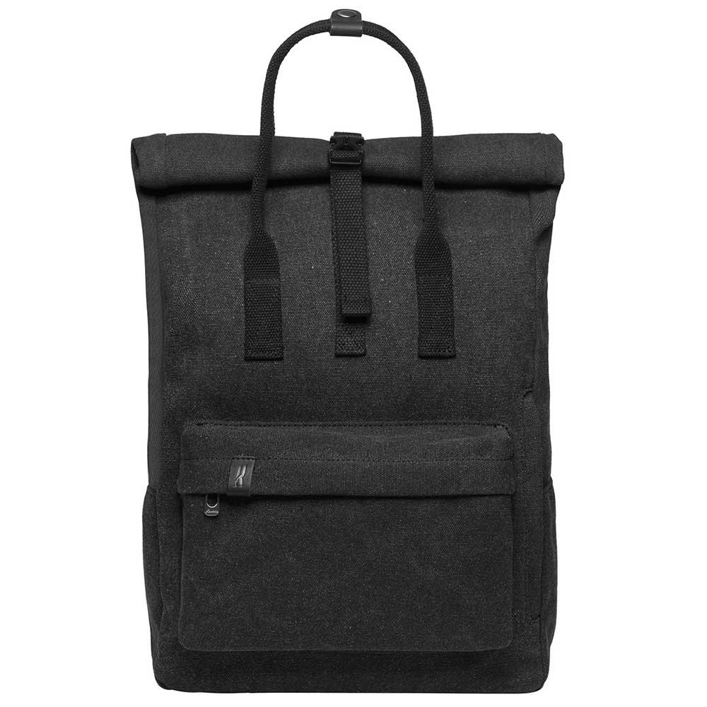 KAUKKO Vintage Canvas Rucksack Laptop Backpack for 12" Notebook for Women Men,School College Backpack (47-2-BLACK) - kaukko