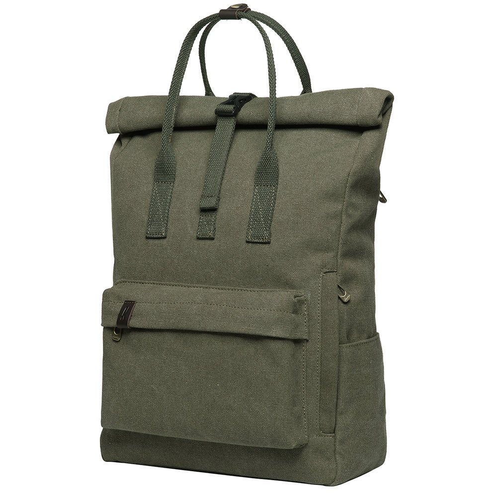 KAUKKO Vintage Canvas Rucksack Laptop Backpack for 12" Notebook for Women Men,School College Backpack (47-2-GREEN) - kaukko