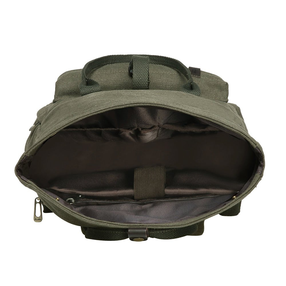 KAUKKO Vintage Canvas Rucksack Laptop Backpack for 12" Notebook for Women Men,School College Backpack (47-2-GREEN) - kaukko