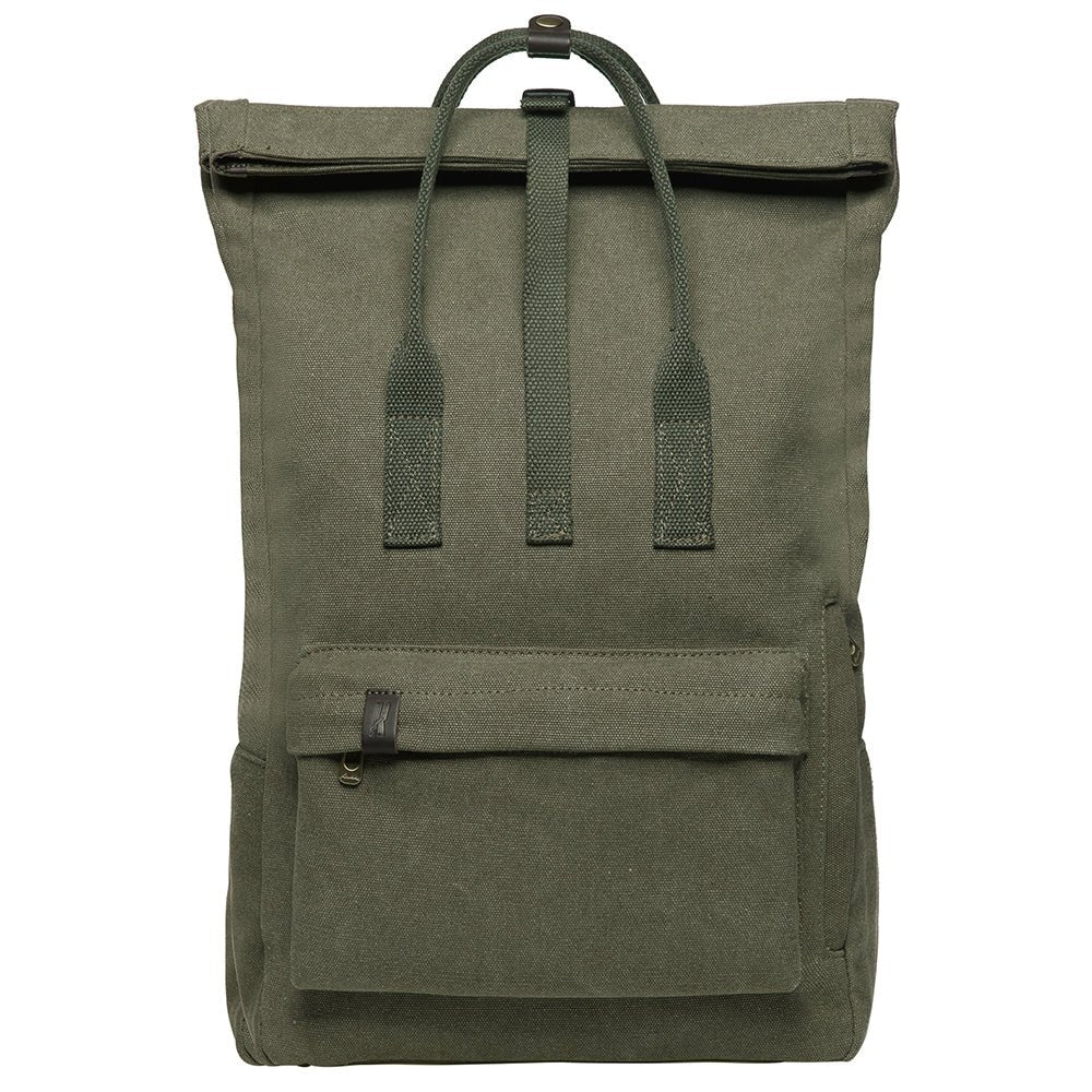 KAUKKO Vintage Canvas Rucksack Laptop Backpack for 12" Notebook for Women Men,School College Backpack (47-2-GREEN) - kaukko