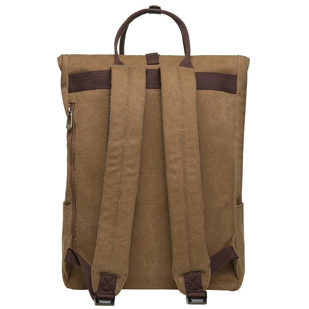 KAUKKO Vintage Canvas Rucksack Laptop Backpack for 12" Notebook for Women Men,School College Backpack (47-2-KHAKI) - kaukko