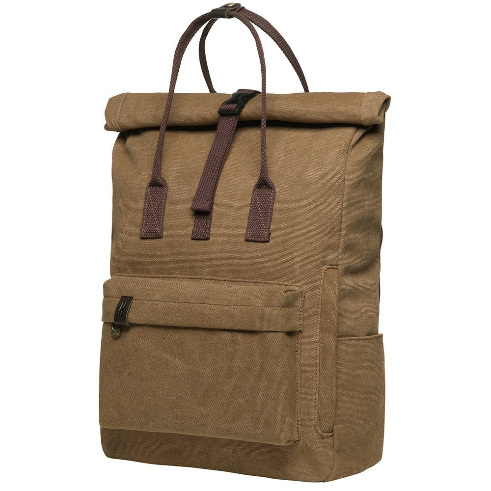 KAUKKO Vintage Canvas Rucksack Laptop Backpack for 12" Notebook for Women Men,School College Backpack (47-2-KHAKI) - kaukko