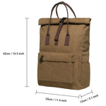 KAUKKO Vintage Canvas Rucksack Laptop Backpack for 12" Notebook for Women Men,School College Backpack (47-2-KHAKI) - kaukko