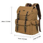 KAUKKO Vintage Casual Canvas and Leather Rucksack Retro Backpack for School Work Travel Hiking - kaukko