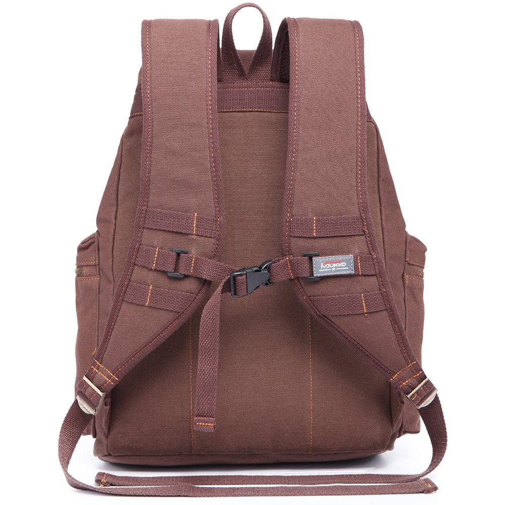 KAUKKO Vintage Casual Canvas and Leather Rucksack Retro Backpack for School Work Travel Hiking, 19L - kaukko