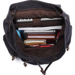 KAUKKO Vintage Casual Canvas and Leather Rucksack Retro Backpack for School Work Travel Hiking, 19L - kaukko