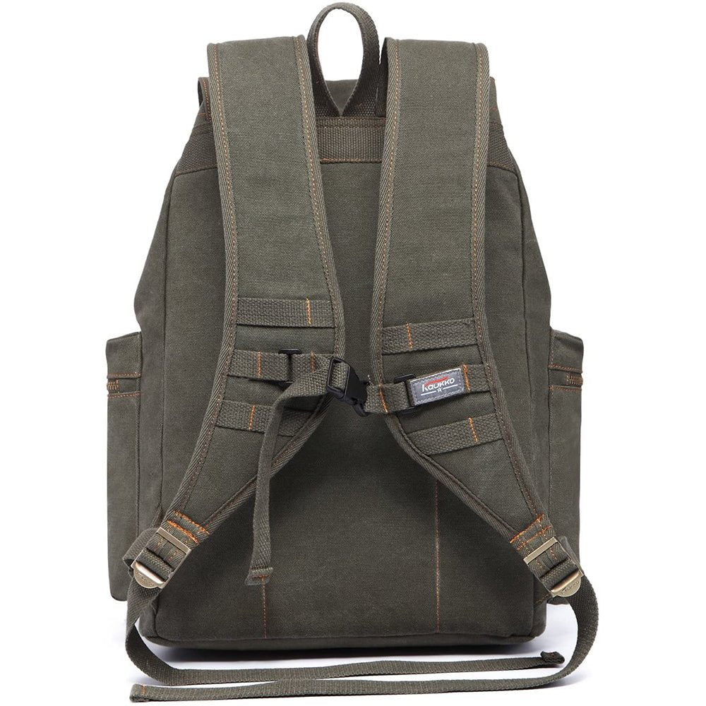 KAUKKO Vintage Casual Canvas and Leather Rucksack Retro Backpack for School Work Travel Hiking, 19L - kaukko
