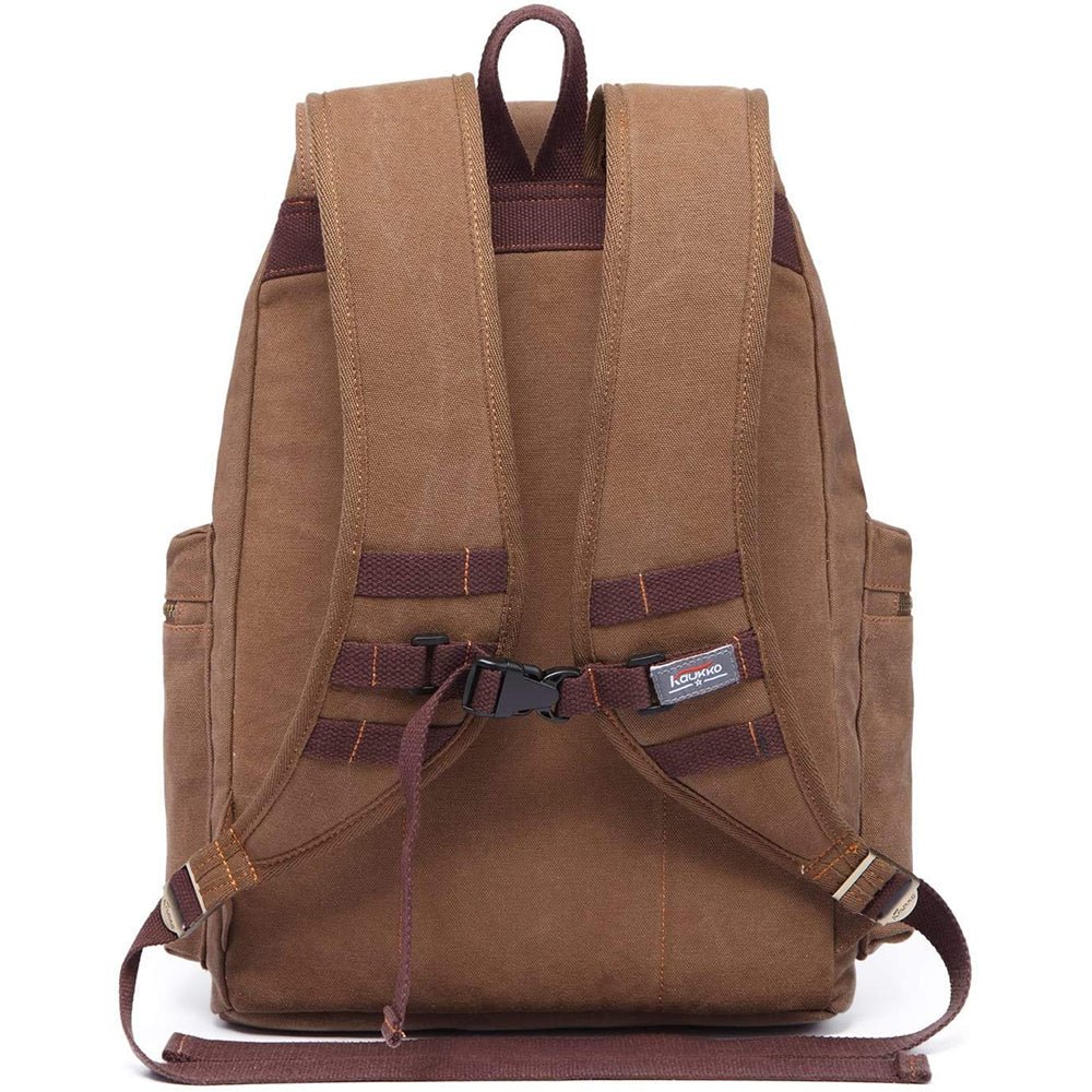 KAUKKO Vintage Casual Canvas and Leather Rucksack Retro Backpack for School Work Travel Hiking, 19L - kaukko