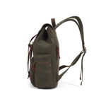 KAUKKO Vintage Casual Canvas and Leather Rucksack Retro Backpack for School Work Travel Hiking, 19L ( Army Green ) - kaukko
