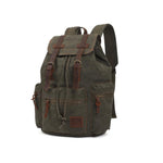 KAUKKO Vintage Casual Canvas and Leather Rucksack Retro Backpack for School Work Travel Hiking, 19L ( Army Green ) - kaukko