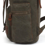 KAUKKO Vintage Casual Canvas and Leather Rucksack Retro Backpack for School Work Travel Hiking, 19L ( Army Green ) - kaukko
