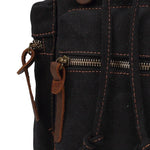 KAUKKO Vintage Casual Canvas and Leather Rucksack Retro Backpack for School Work Travel Hiking, 19L ( Black ) - kaukko