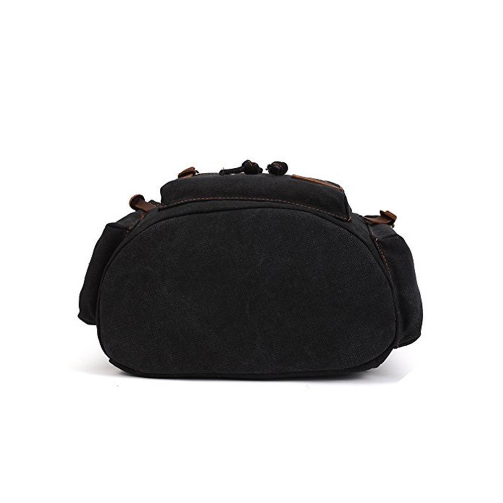 KAUKKO Vintage Casual Canvas and Leather Rucksack Retro Backpack for School Work Travel Hiking, 19L ( Black ) - kaukko