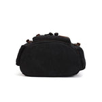 KAUKKO Vintage Casual Canvas and Leather Rucksack Retro Backpack for School Work Travel Hiking, 19L ( Black ) - kaukko