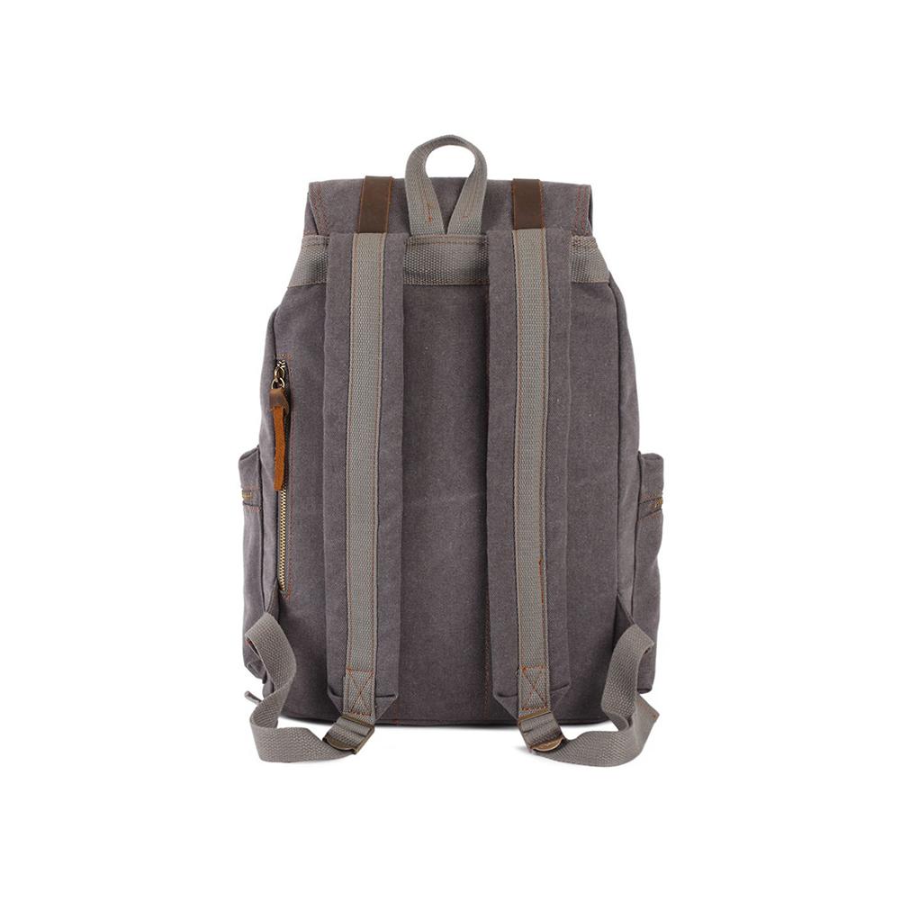KAUKKO Vintage Casual Canvas and Leather Rucksack Retro Backpack for School Work Travel Hiking, 19L ( Grey ) - kaukko