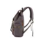 KAUKKO Vintage Casual Canvas and Leather Rucksack Retro Backpack for School Work Travel Hiking, 19L ( Grey ) - kaukko