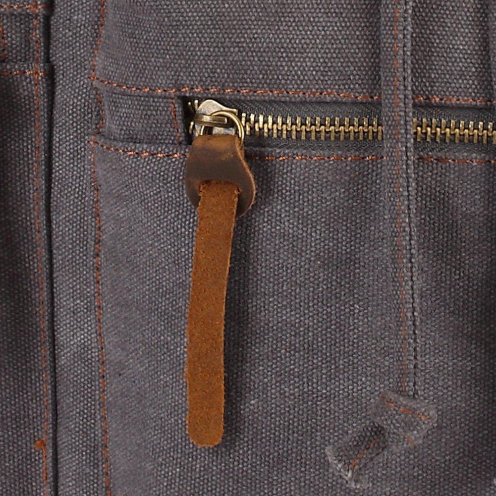 KAUKKO Vintage Casual Canvas and Leather Rucksack Retro Backpack for School Work Travel Hiking, 19L ( Grey ) - kaukko