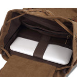 KAUKKO Vintage Casual Canvas and Leather Rucksack Retro Backpack for School Work Travel Hiking, 19L ( Khaki ) - kaukko