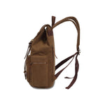 KAUKKO Vintage Casual Canvas and Leather Rucksack Retro Backpack for School Work Travel Hiking, 19L ( Khaki ) - kaukko